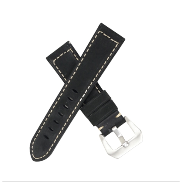 Klockarmband i äkta läder för Panerai Svart 22 mm