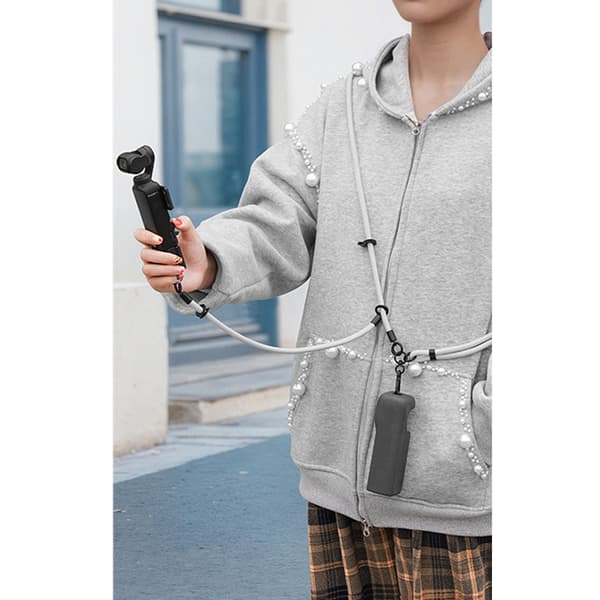 Grå snor - Crossbody-rem med dobbelt spænde design