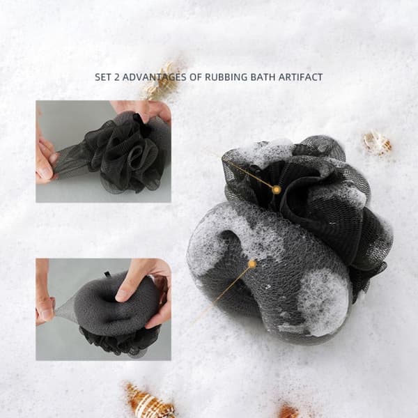 Dubbelsidig Exfolierande Badsvamp Set - 2 Pack för Rikt Löder & Djup Rengöring Grey+Black Grey+Black