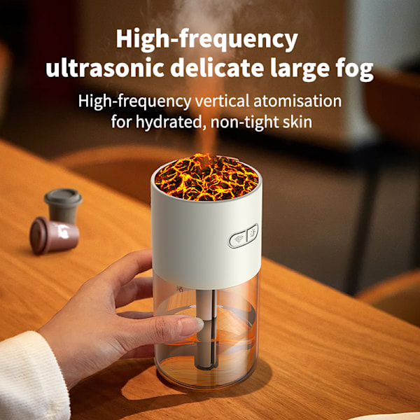 Vulkan Luftfugter HS02: Simuler Flamme med 7-Farvet Lys Hvid