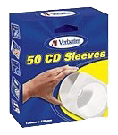 Paper pocket for CDs/DVDs, white/transparent, 50-pack