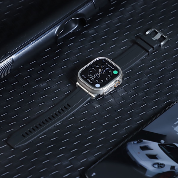 Orange silikone urrem til Apple Watch (sølvstik) Sort