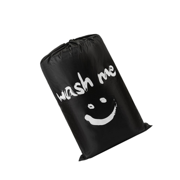 Snøre Beam Mouth Finishing Bag Vasketøjspose Opbevaringspose Smiley ansigt Sort