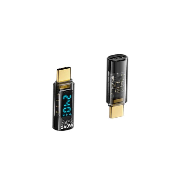 240W USB-C Hun til USB-C Han Adapter med Digital Display - 2 stk