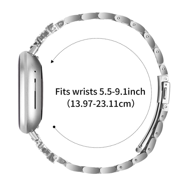 Glittrande klockarmband med trepärlskrona för Fitbit Versa 3/4/Sense 2
