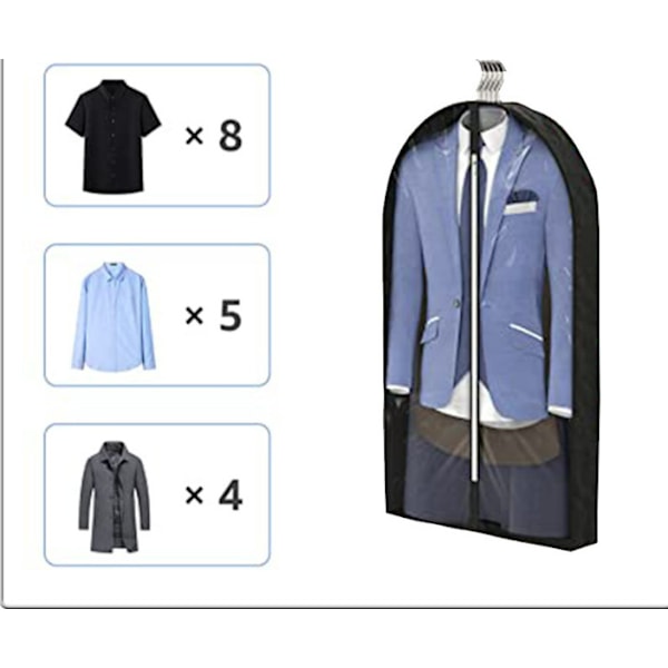 Åndbar tøjpose, tøjbeskytter til garderobe Sort XL
