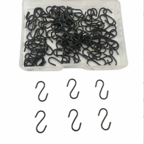 Mini S Krokar i Rostfritt Stål, 100-pack Svart