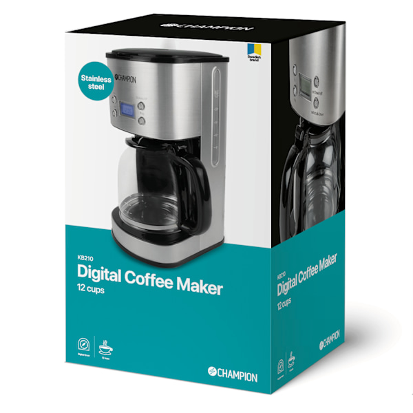 Champion Kaffebryggare Digital 12-koppar/1,5L KB210 Rostfri