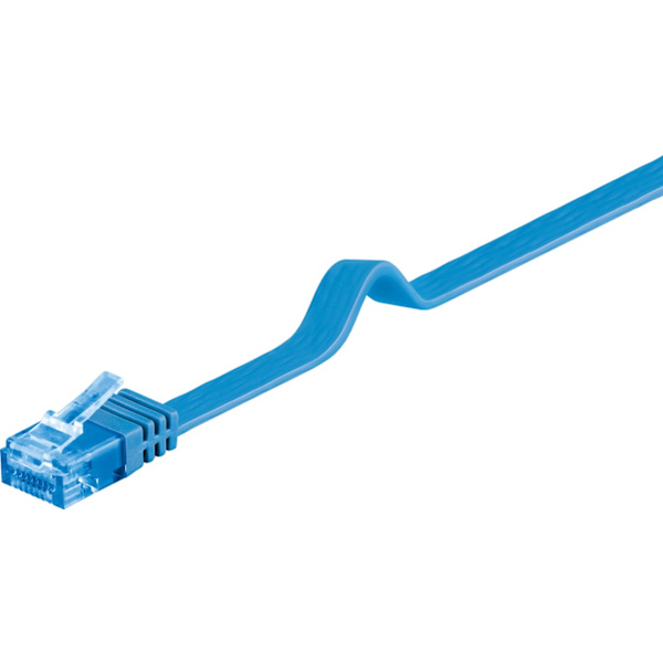 Flad netværkskabel CAT 6A, U/UTP, blå