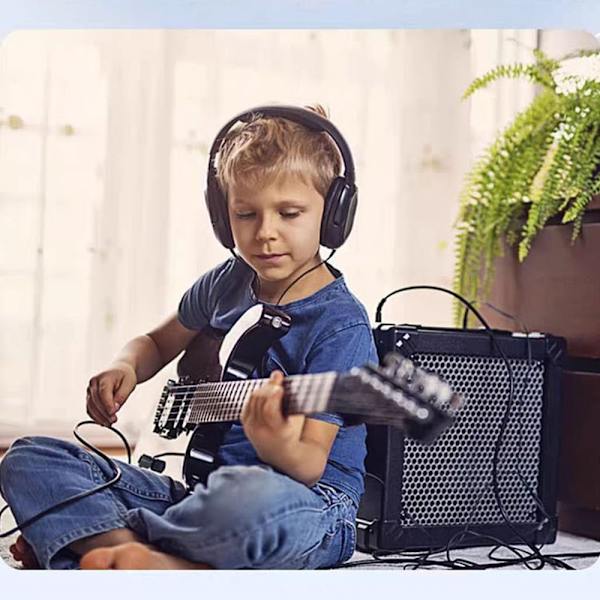 Sølv 5-meter 6,35 mm vinkelret til lige lydkabel til guitar, keyboard og mere