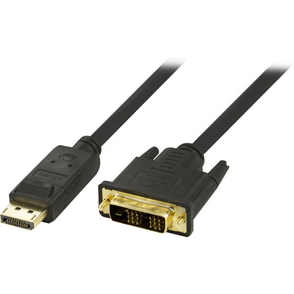 deltaco DisplayPort to DVI cable, 20-pin male - male, 1m, black