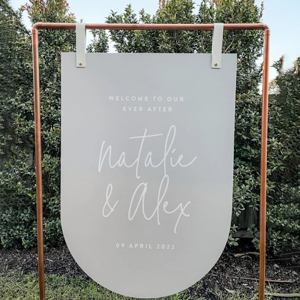 Elegante PU læderophængningsstropper til bryllupsskilte White White