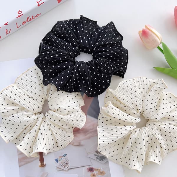 Chic Polka Dot Scrunchies - Sort & Hvid Sæt med 2