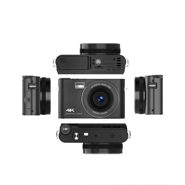 4K Digitalkamera med Touchscreen, MP3 Multimedia, 64MP HD Fotografering og 4x Digital Zoom - Sort