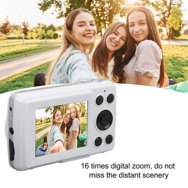 Kompakt 16x optisk zoomkamera med 16MP sensor og 2,4" LCD White White