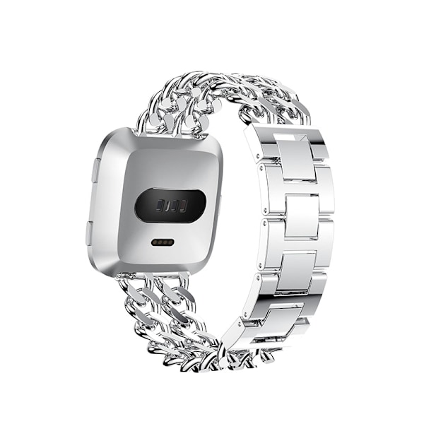 Alloy Dubbelradig Denimkedjerem för Fitbit Versa-serien Fitbit Versa 3 Silver