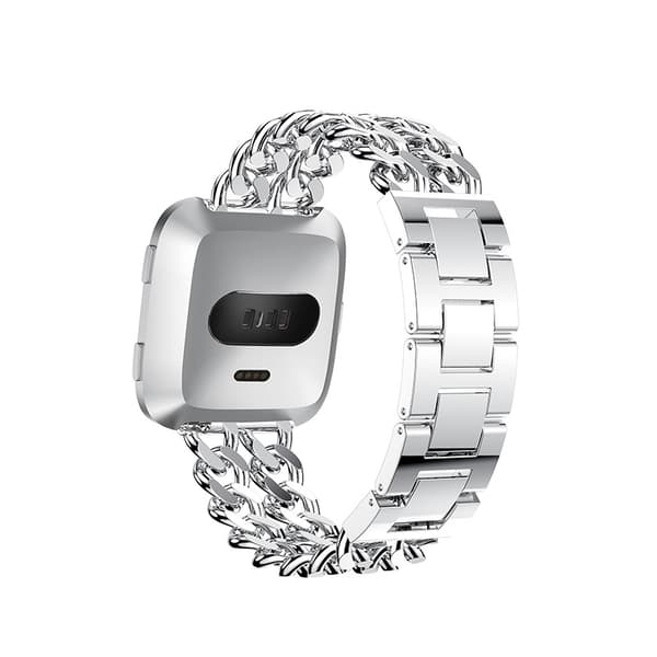 Alloy Dubbelradig Denimkedjerem för Fitbit Versa-serien Silver Fitbit Versa 3 Silver