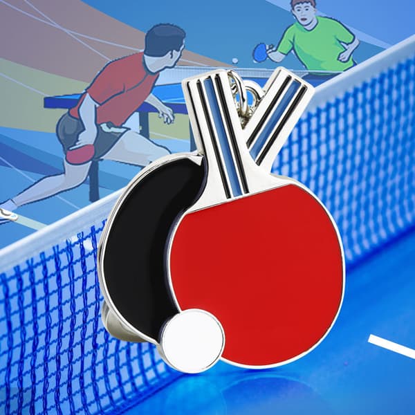 Nyckelring med bordtennisracket - unik silverlegeringspresent S S