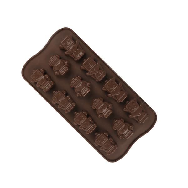 2-pack Silikon Robot Bakform Set - 12 Håligheter Choklad, Godis, Gelé och Isbitsformar