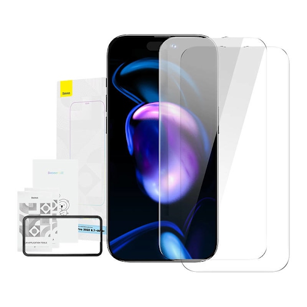 Baseus krystal hærdet glas 0,3 mm til iPhone 14 Pro Max (2 stk)