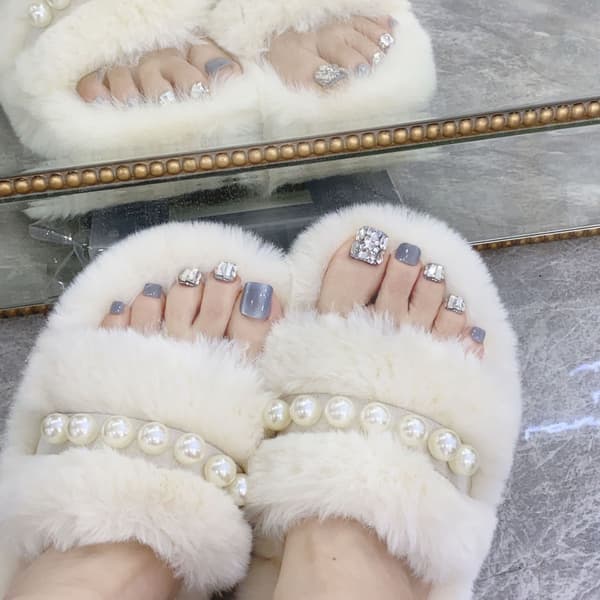 Blå kattöga strass tånagellappar - Elegant & Enkel