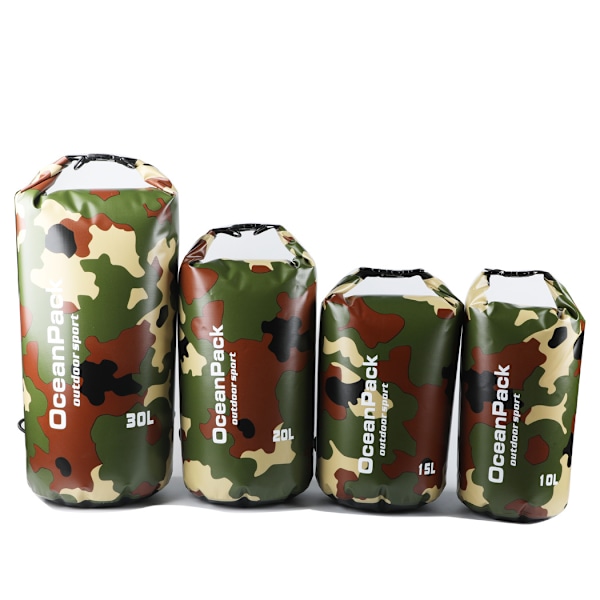 Olkaimeton vedenpitävä reppu ulkoiluun ja retkeilyyn - Camouflage Ruohon väri S