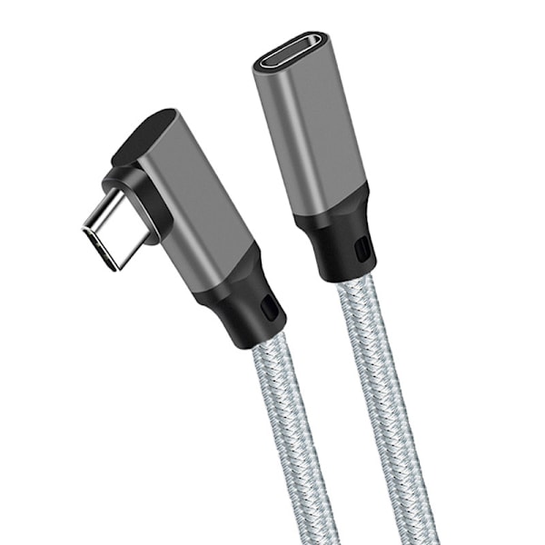 Grå flätad armbåge typ-C förlängningskabel - (10Gbps+4K+100W) 3 m