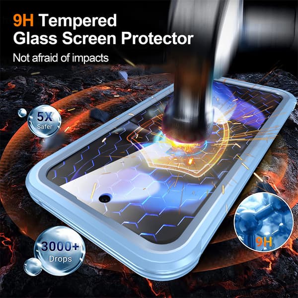 Google Pixel 9A magnetisk cover med 9H hærdet glas bagside Blue Blue