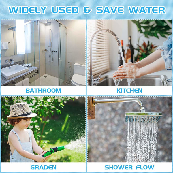 Vattensparande insatser för duschmunstycke 6-pack med adapter