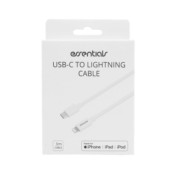 USB-C - Lightning Cable, MFi, 3m, White