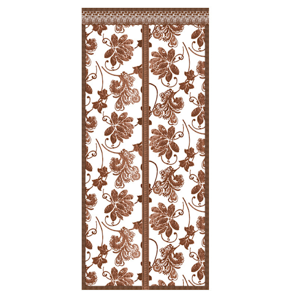 Magnetiskt skärmdörrgardin, broderad pionkaffe, 80 cm x 210 cm