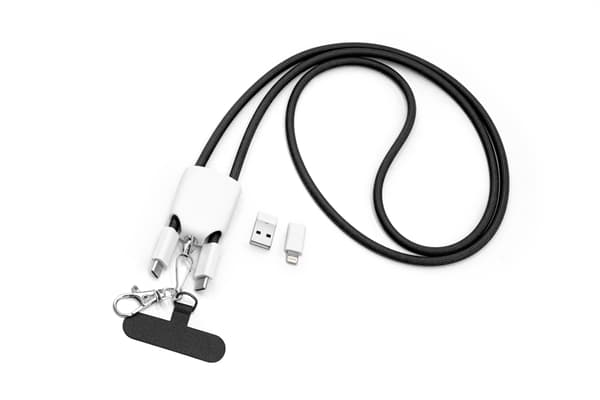 4-i-1 snabbladdande lanyard-datakabel Black Black