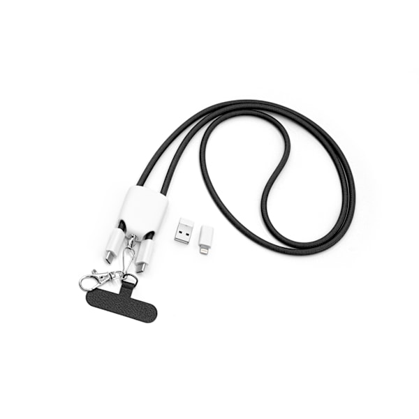 4-i-1 snabbladdande lanyard-datakabel Svart