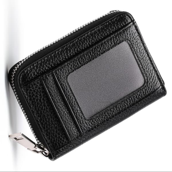 RFID-blokerende læderkortholder med harmonikadesign Black Black