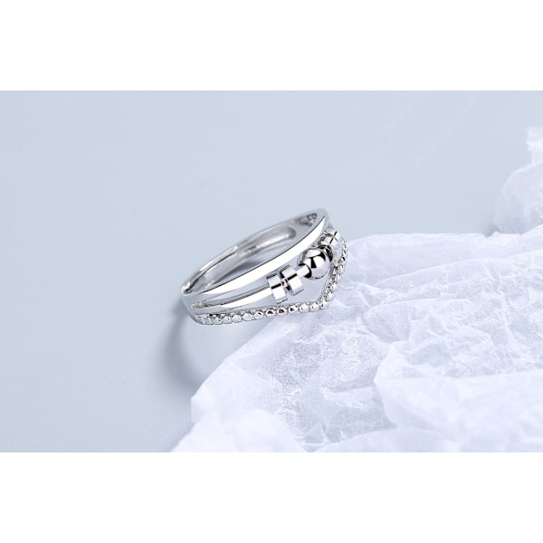 Justerbar Antistressring med Roterbara Pärlor Silver