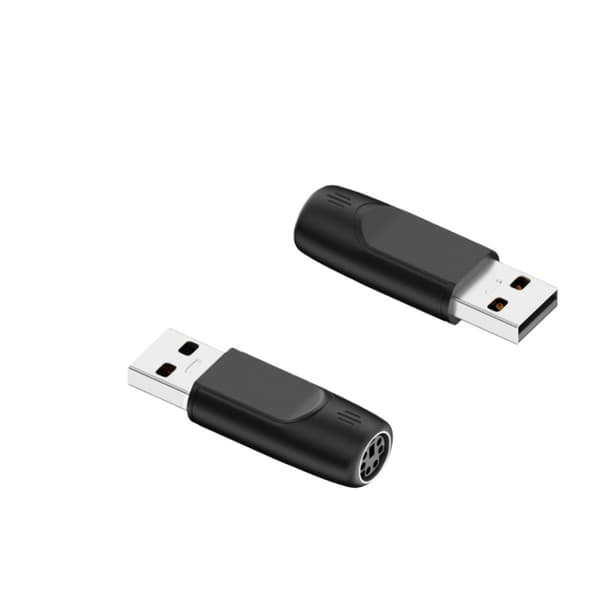 PS2 Interface USB male til PS2 female adapter (2 stk) - sort ABS USB til PS2 konverter til tastatur og mus