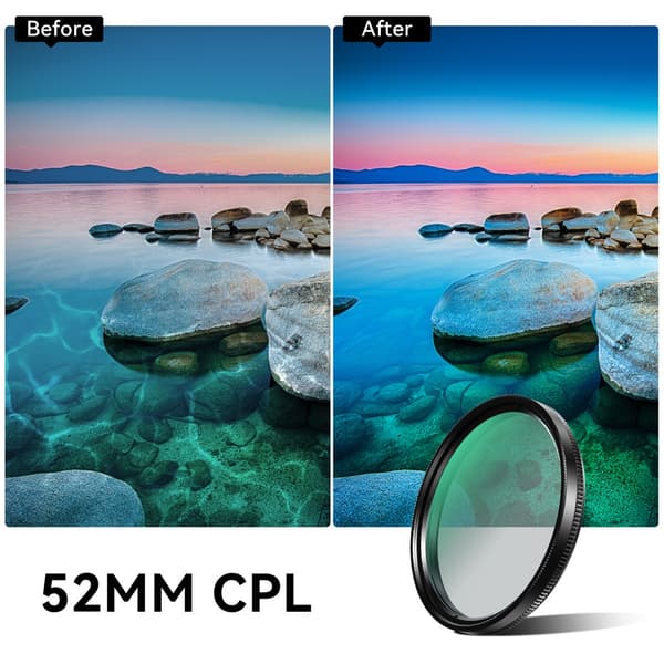 58 mm justerbart CPL-polariseringsfilter med clip-on-montering til smartphonefotografering