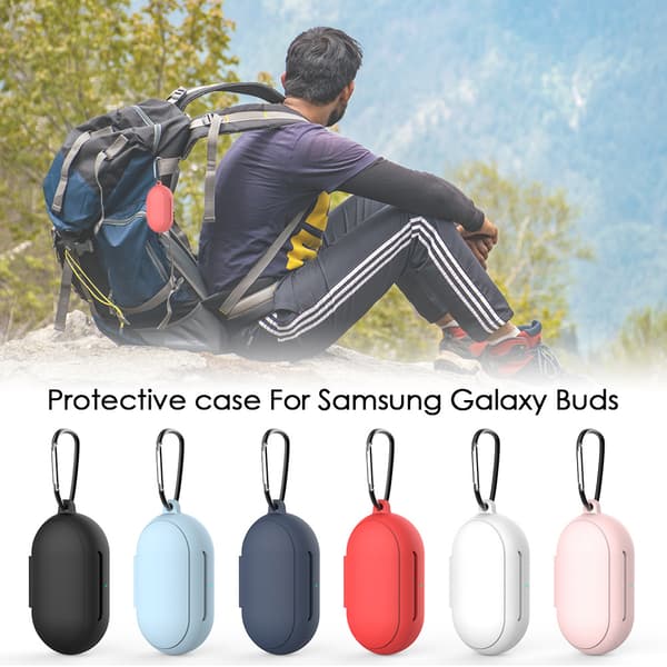 Samsung Galaxy Buds/Buds Plus Silikone Etui - Midnatsblå Beskyttelse mod Tab og Stød, Perfekt Pasform med Karabinhage Blue Blue