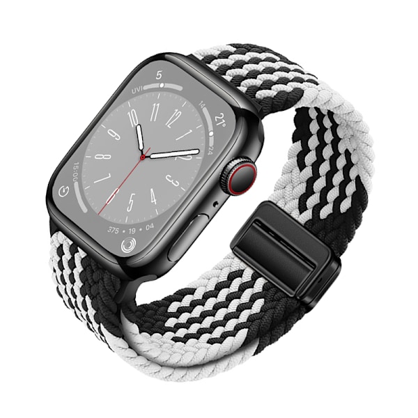 Starlight Nylon flettet urrem til Apple Watch Sort hvid L