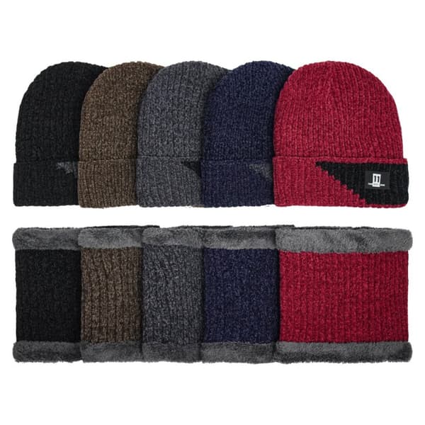 Vinter Varm Chenille Mössa och Halsduk Set - Förtjockat Vindtätt Skydd Grey Grey