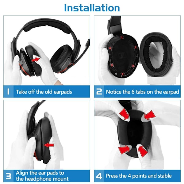 INF Öronkuddar för Sennheiser GSP 600/500 Svart 1 Par