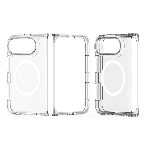 Transparent magnetiskt vikbart telefonskal kompatibelt med iPhone Duo med centralt gångjärnsskydd