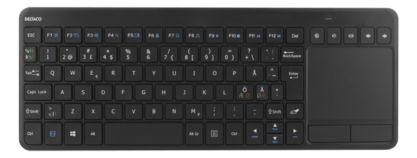 Wireless mini kb, USB nano, nordic, 86 keys, black