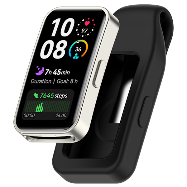 Stålclipsspænde til Huawei Band 10/9/8 - Silikone Sort