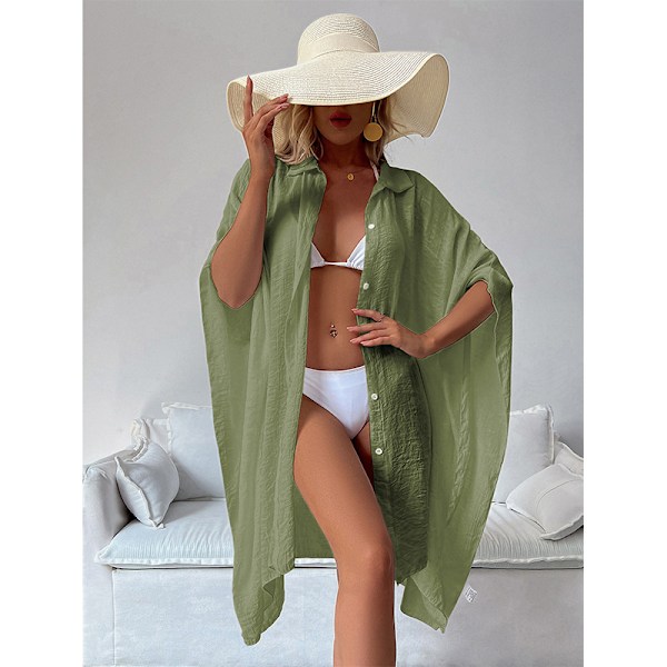 Stilfuld Cardigan Cover-Up i Bomuldsblanding Grøn