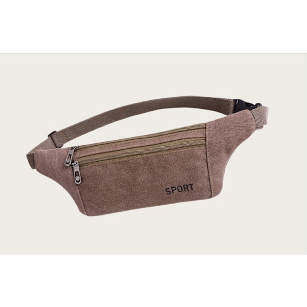 Midjeväska i canvas med ficka - Fannypack för utomhussporter kaffe