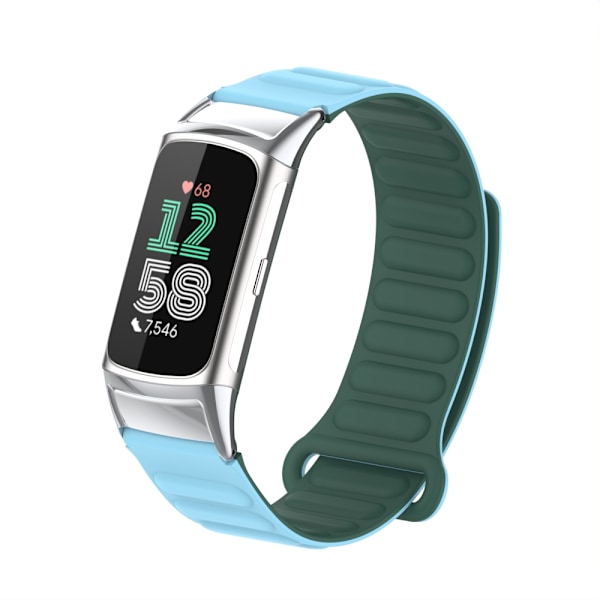 Stilfuldt magnetisk silikonearmbånd til Fitbit Charge 6 Blå