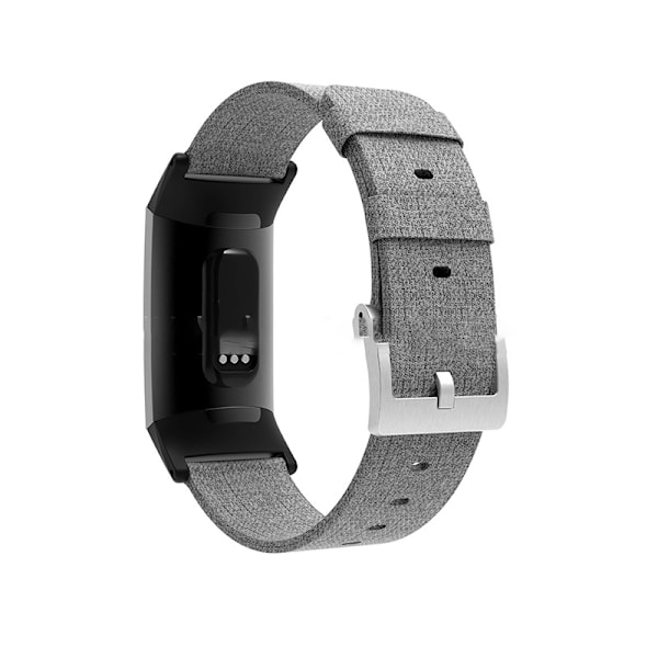 Klockarmband i canvasnylon för Fitbit Charge 3 Grå