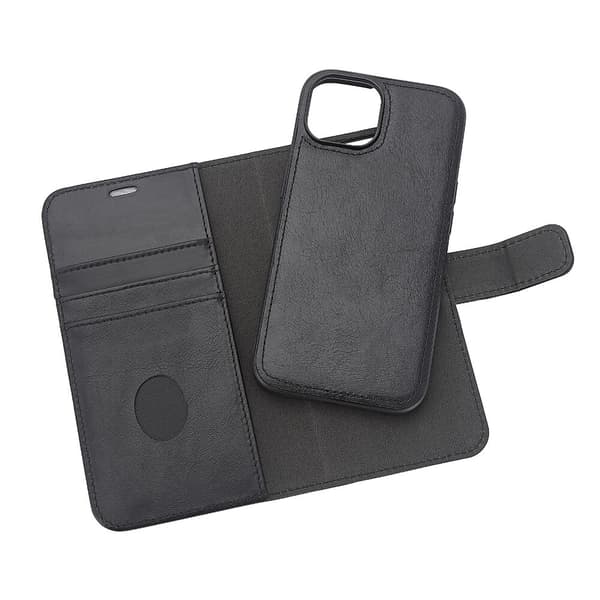 Mobilfodral 2-i-1 Strålningsskydd Läder MagS Svart - iPhone 15