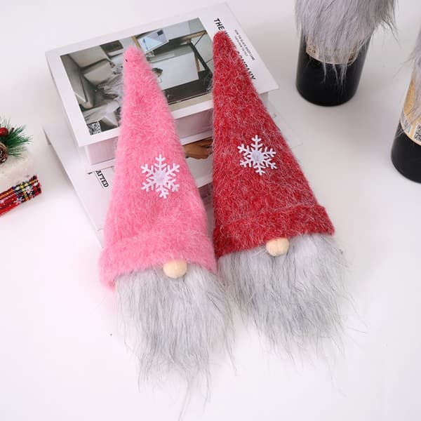 Juldekoration Ansiktslös Tomte Vinflaskskydd - Festlig Juldekor Red Red